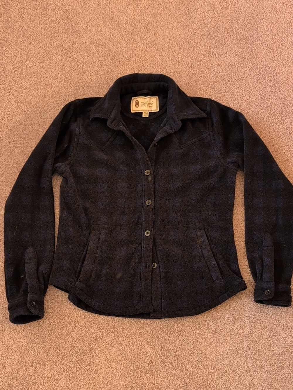 Outback Trading Co Navy And Black Fleece Button Up Size S